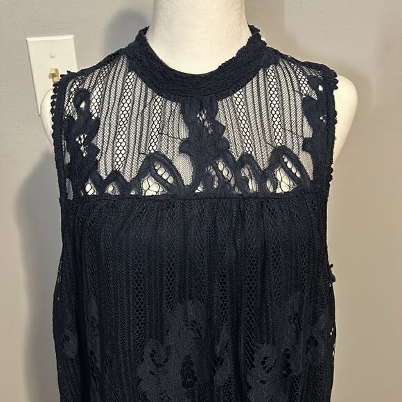 Maurice's Lace Midi Dress‎ Sleeveless Mock Neck Black Floral Romantic Party - Picture 2 of 6